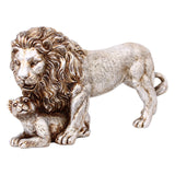 Maxbell Lion Statue Home Decoration Art Decor Craft for Desktop Housewarming Cabinet Argent