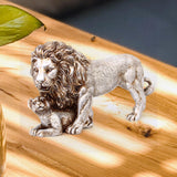 Maxbell Lion Statue Home Decoration Art Decor Craft for Desktop Housewarming Cabinet Argent