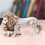 Maxbell Lion Statue Home Decoration Art Decor Craft for Desktop Housewarming Cabinet Argent