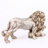 Maxbell Lion Statue Home Decoration Art Decor Craft for Desktop Housewarming Cabinet Argent