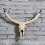 Maxbell Resin Long Horned RAM Decor Skull Wall Mount Skull Decor for Home Office B 50x45x9.5cm