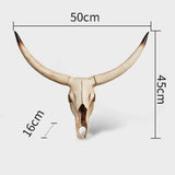 Maxbell Resin Long Horned RAM Decor Skull Wall Mount Skull Decor for Home Office B 50x45x9.5cm