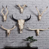 Maxbell Resin Long Horned RAM Decor Skull Wall Mount Skull Decor for Home Office B 50x45x9.5cm