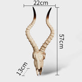 Maxbell Resin Long Horned RAM Decor Skull Wall Mount Skull Decor for Home Office C 56.5x21.5x13cm