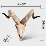 Maxbell Resin Long Horned RAM Decor Skull Wall Mount Skull Decor for Home Office D 42x34x16cm