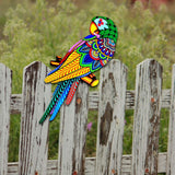 Maxbell bird Wall Art Decor Sculpture Hanging Decor for Indoor Outdoor Fence Green head to left