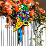 Maxbell bird Wall Art Decor Sculpture Hanging Decor for Indoor Outdoor Fence Green head to left