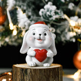 Maxbell Christmas Resin Figurine Decor Durable Prop Ornaments Festival for Office Rabbit