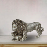 Maxbell Lion King Statue Animal Figurine Ornament for Office Living Room Accessories Argent