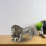 Maxbell Lion King Statue Animal Figurine Ornament for Office Living Room Accessories Argent