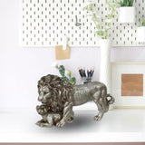 Maxbell Lion King Statue Animal Figurine Ornament for Office Living Room Accessories Argent