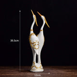 Maxbell Bird Figurine Sculptures Shelves Living Room Bookshelf Crane Resin Statue White
