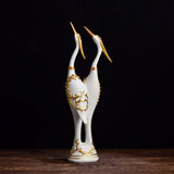 Maxbell Bird Figurine Sculptures Shelves Living Room Bookshelf Crane Resin Statue White