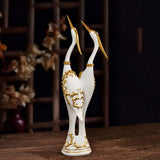 Maxbell Bird Figurine Sculptures Shelves Living Room Bookshelf Crane Resin Statue White