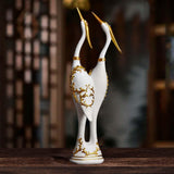 Maxbell Bird Figurine Sculptures Shelves Living Room Bookshelf Crane Resin Statue White