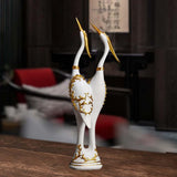Maxbell Bird Figurine Sculptures Shelves Living Room Bookshelf Crane Resin Statue White