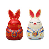 Maxbell Chinese Animal Lucky Rabbit Statue Small Bunny Figurine for Store Decor Red