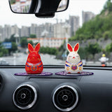 Maxbell Chinese Animal Lucky Rabbit Statue Small Bunny Figurine for Store Decor Red