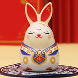 Maxbell Chinese Animal Lucky Rabbit Statue Small Bunny Figurine for Store Decor Red