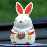Maxbell Chinese Animal Lucky Rabbit Statue Small Bunny Figurine for Store Decor Red