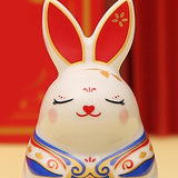Maxbell Chinese Animal Lucky Rabbit Statue Small Bunny Figurine for Store Decor Red