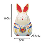 Maxbell Chinese Animal Lucky Rabbit Statue Small Bunny Figurine for Store Decor Red