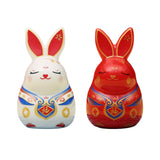 Maxbell Chinese Animal Lucky Rabbit Statue Small Bunny Figurine for Store Decor Red