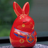 Maxbell Chinese Animal Lucky Rabbit Statue Small Bunny Figurine for Store Decor White