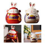 Maxbell Rabbit Piggy Bank Collection Sculpture Ornament for New Year Home Decoration red