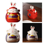 Maxbell Rabbit Piggy Bank Collection Sculpture Ornament for New Year Home Decoration red