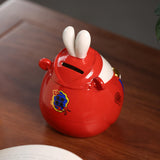 Maxbell Rabbit Piggy Bank Collection Sculpture Ornament for New Year Home Decoration red