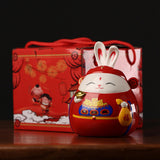 Maxbell Rabbit Piggy Bank Collection Sculpture Ornament for New Year Home Decoration red