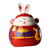 Maxbell Rabbit Piggy Bank Collection Sculpture Ornament for New Year Home Decoration red