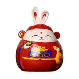 Maxbell Rabbit Piggy Bank Collection Sculpture Ornament for New Year Home Decoration red