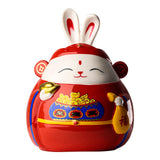 Maxbell Rabbit Piggy Bank Collection Sculpture Ornament for New Year Home Decoration red