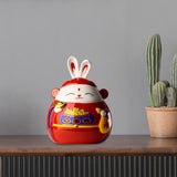 Maxbell Rabbit Piggy Bank Collection Sculpture Ornament for New Year Home Decoration red