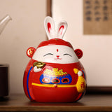 Maxbell Rabbit Piggy Bank Collection Sculpture Ornament for New Year Home Decoration red