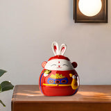 Maxbell Rabbit Piggy Bank Collection Sculpture Ornament for New Year Home Decoration red