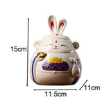 Maxbell Rabbit Piggy Bank Collection Sculpture Ornament for New Year Home Decoration white