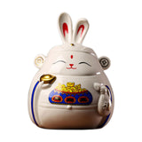 Maxbell Rabbit Piggy Bank Collection Sculpture Ornament for New Year Home Decoration white