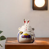 Maxbell Rabbit Piggy Bank Collection Sculpture Ornament for New Year Home Decoration white