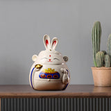 Maxbell Rabbit Piggy Bank Collection Sculpture Ornament for New Year Home Decoration white