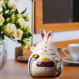 Maxbell Rabbit Piggy Bank Collection Sculpture Ornament for New Year Home Decoration white