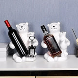 Maxbell Cute Bear Rack Statue Animal Decorative Crafts Kitchen Wedding Decor White