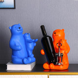 Maxbell Cute Bear Rack Statue Animal Decorative Crafts Kitchen Wedding Decor Blue