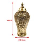 Maxbell Ginger Jar Porcelain Storage Tank Oriental for Cupboard Counter Office 20.5cmx20.5cmx46cm