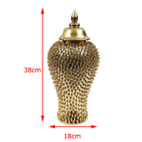 Maxbell Ginger Jar Porcelain Storage Tank Oriental for Cupboard Counter Office 18cmx18cmx38cm