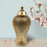 Maxbell Ginger Jar Porcelain Storage Tank Oriental for Cupboard Counter Office 18cmx18cmx38cm