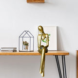 Maxbell Sitting Thinker Statue Abstract Figurine Creative Resin Crafts for Decor StyleB
