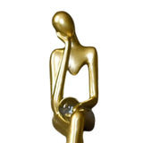 Maxbell Sitting Thinker Statue Abstract Figurine Creative Resin Crafts for Decor StyleB